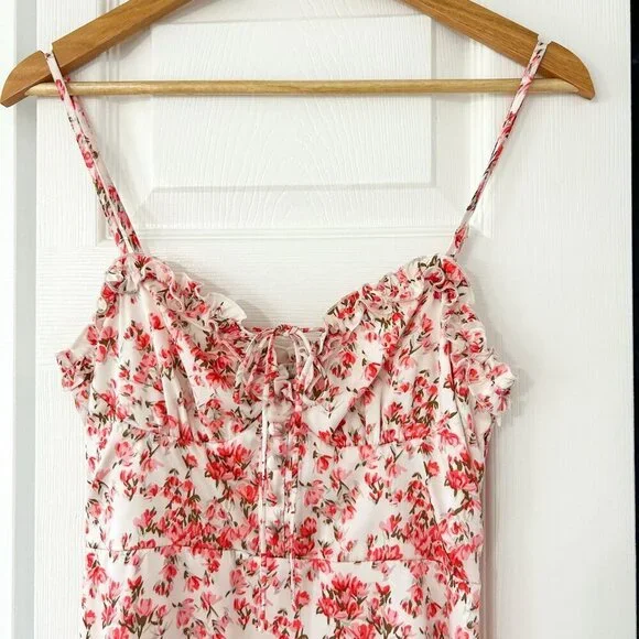 NWOT Hello Molly Get Right To It Dress Coral Floral Dainty Mini Size Medium - Picture 4 of 10